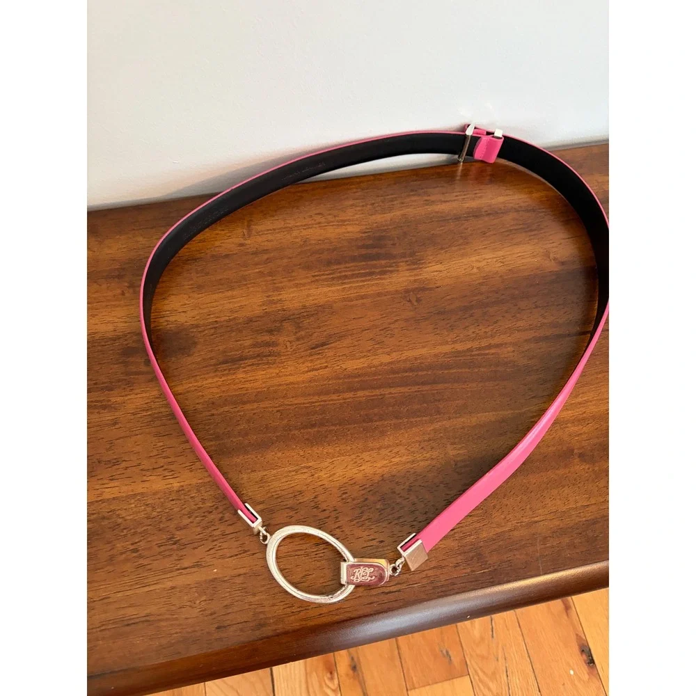Lauren Ralph Lauren‎ Women's Pink Italian Leather Belt Vtg Size L/XL